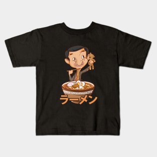 Mr. Bean Ramen Mukbang Funny Anime Kids T-Shirt